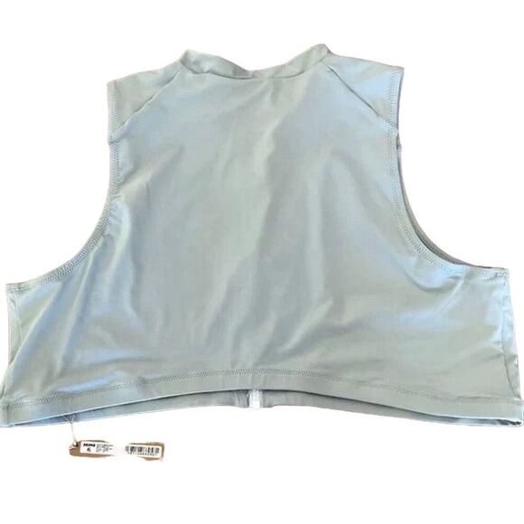 SKIMS Women's Swim Mock Neck Top Blue Sleeveless Front Zipper Size 3X - Picture 2 of 7